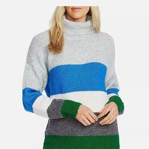 Vince Camuto Gray Colorblock Turtleneck Swe
